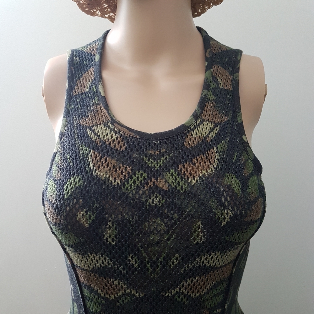 Alexander McQueen MCQ Sleeveless Animal Print Camo Mob Wife Mini Dress Sz S - Picture 4 of 14
